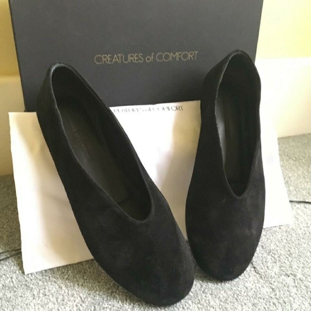 Black suede flats